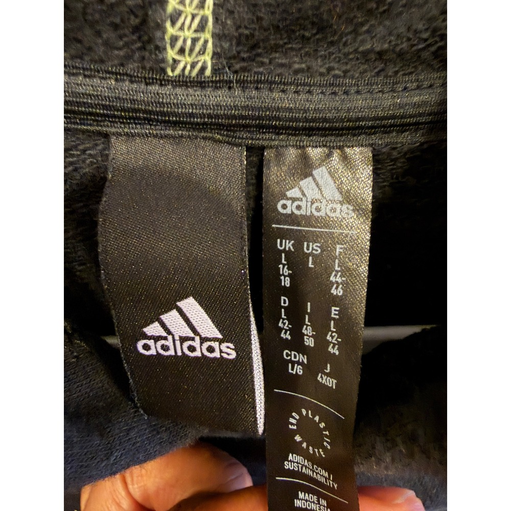L 245 Adidas Black Oversized Hoodie Neon Floral City Back Graphic Side Slits - Picture 6 of 9